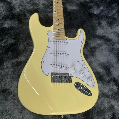 US Warehouse ST Yellow Electric Guitar 3S Open Pickup Maple Fretboard in stock