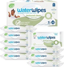Plastic-Free Textured Baby Wipes 99.9 Water Based Unscented 540 Count 9 Packs 