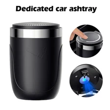 Portable Car Ashtray Cigarette Cylinder Smokeless Cup Holder LED Light with Lid