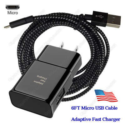 6FT Micro USB Fast Charger Cable Cord USB Adapter For Samsung Galaxy S5 S6 S7 S8