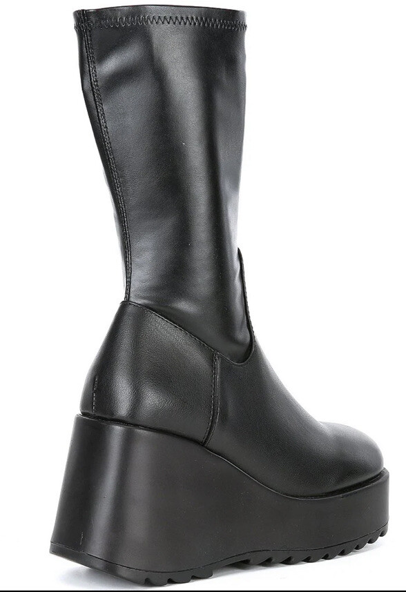 NWB Steve Madden Black Proceed Platform Wedge Boots Size US 7.5 | eBay