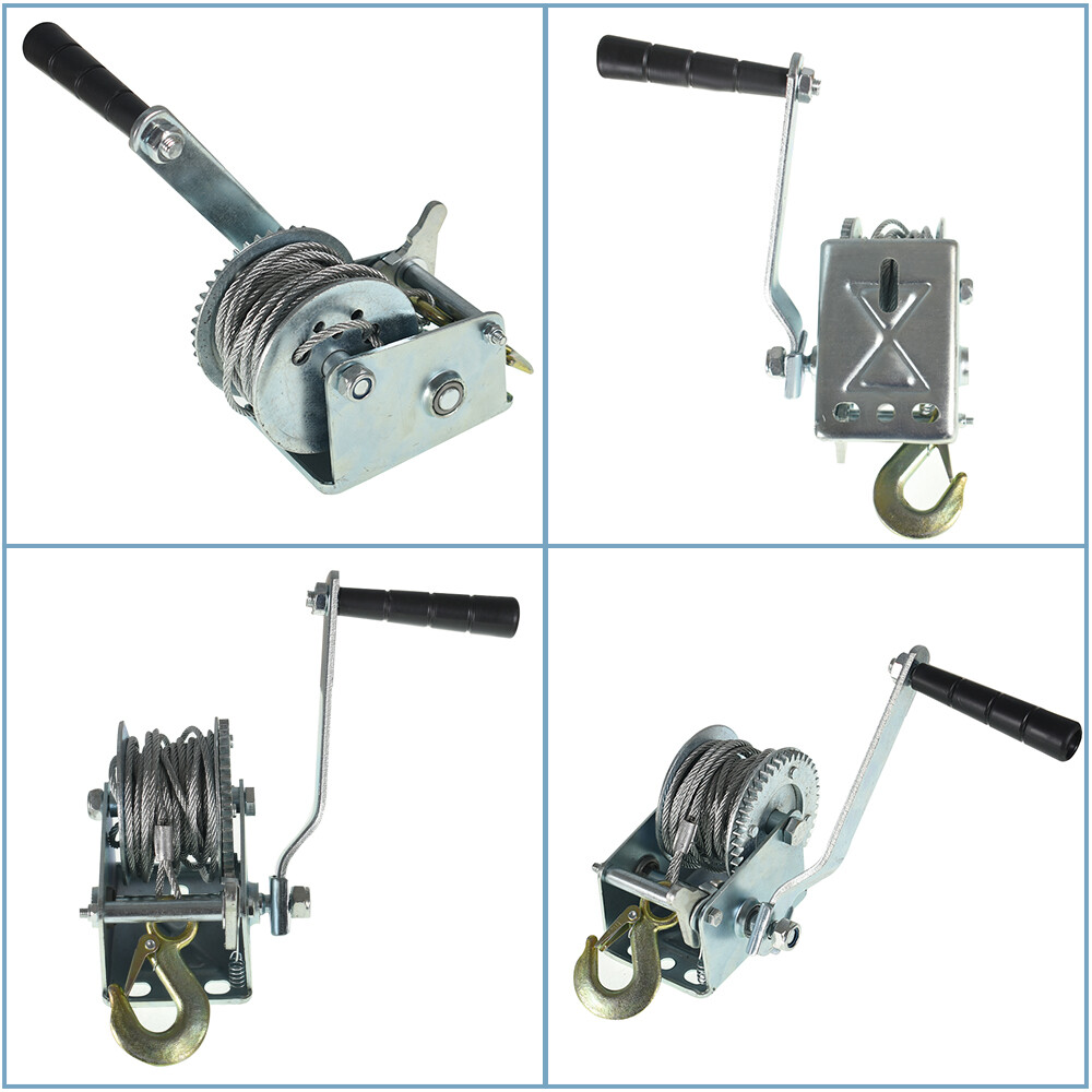Manual Winch 800lbs Capacity Heavy Duty Hand Winch With 26ft Steel Cable And Hook Hand Crank Pulley Winch Hardened Steel Strap Gear Manual Crank Winch