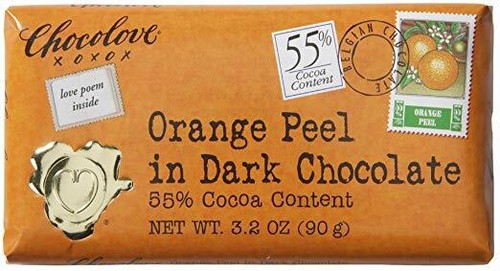 Chocolove Orange Peel in Dark Chocolate Bar, 3.2 Ounce