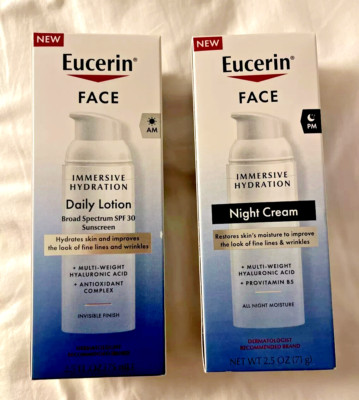 2 EUCERIN AM & PM Immersive Hydration ( Night Cream +Daily Lotion SPF 30) 2.5 OZ