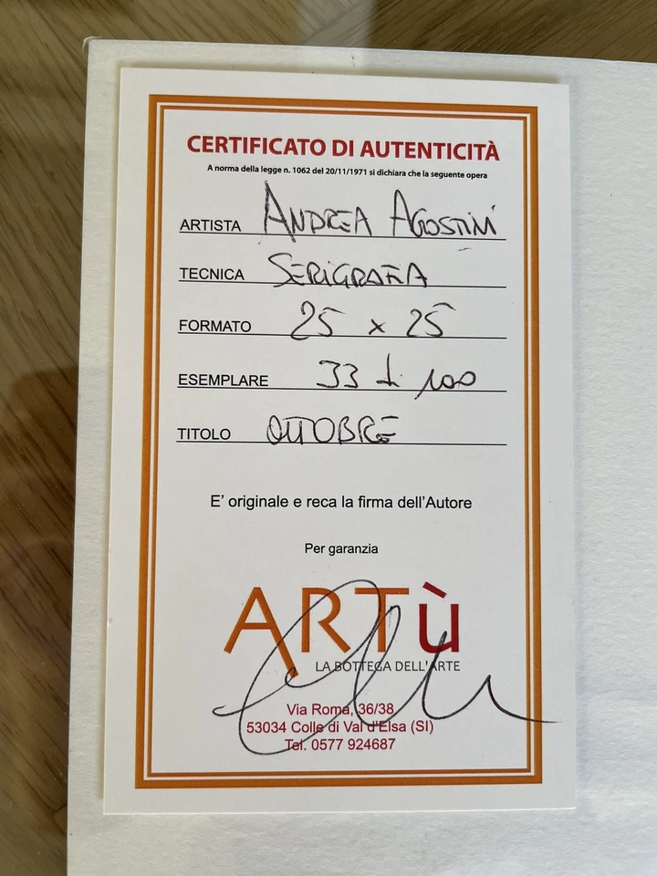 Serigrafia Andrea Agostini Ottobre 25x25 - Immagine 3 di 4