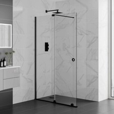 Image of Aquadart Rolla 8 Sliding Matt Black Shower Door 1700mm, 8mm Glass - AQ8946-BLK