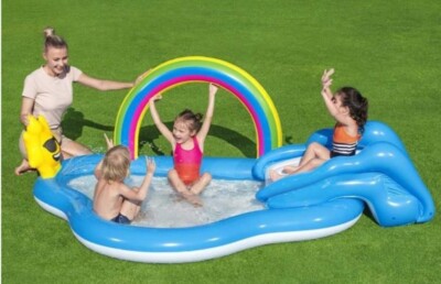 H2OGO! by Bestway- Rainbow n Shine Pool Play Center w/ Slide (MSRP $59.99) -NEW!