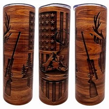 Wood pattern Deer Hunting 20oz Skinny Tumbler Dad Fathers Day Gift for him