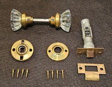 RESTORED Antique 1920 Crystal Glass Door Knob Locking Privacy Set Many Available