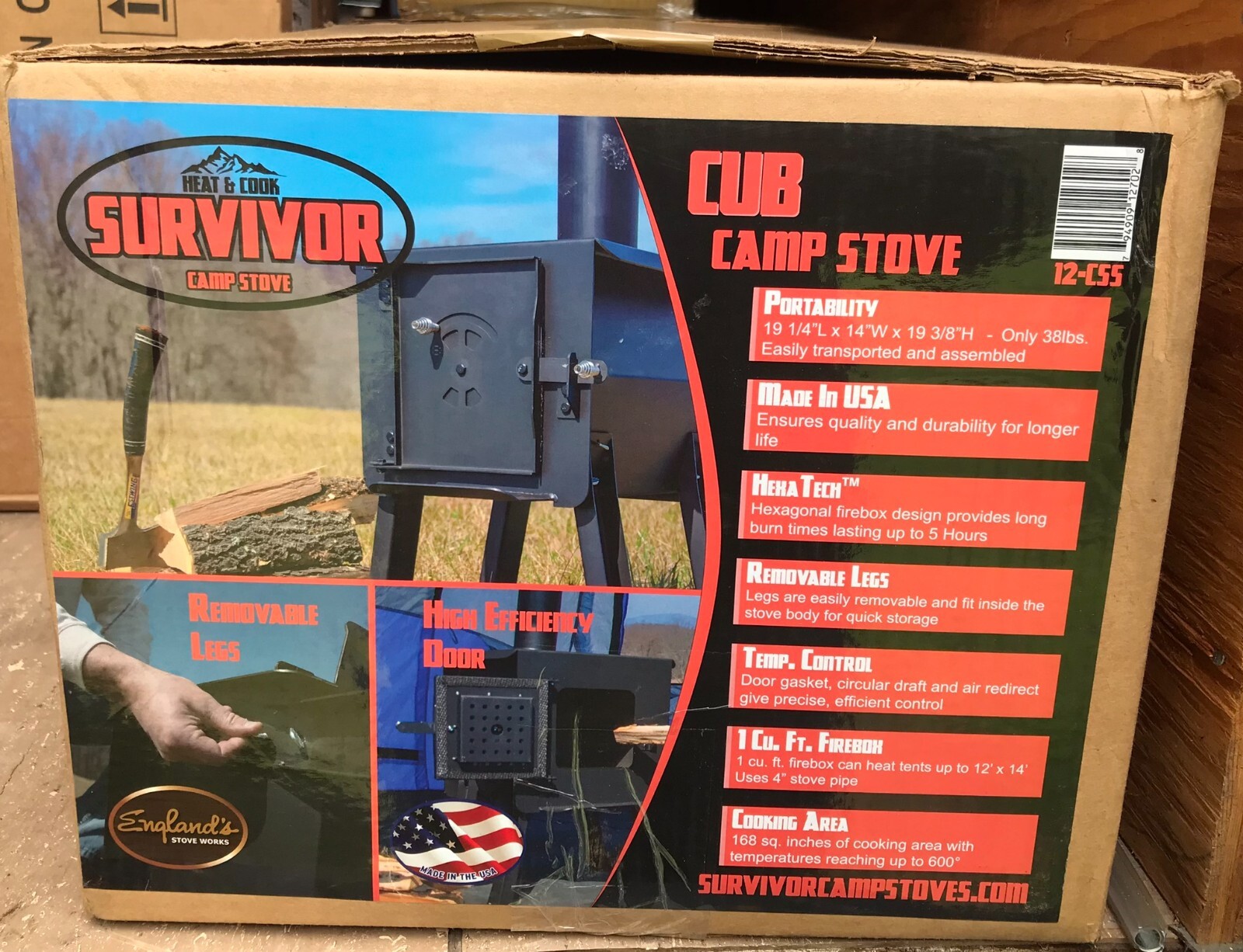 Survivor u0026#034;Cubu0026#034; Portable Camp/Cook Wood Stove 1.0 Cu ft NEW! | eBay
