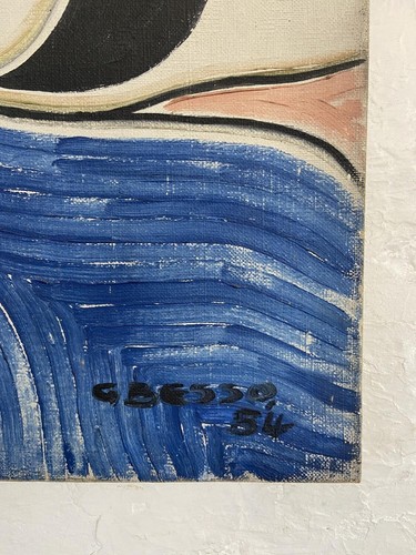 Stunning Abstract Surrealism Nude Lady Acrylic Painting on Canvas 1954 - Picture 4 of 5