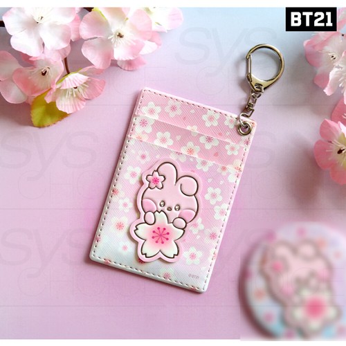 BTS BT21 Productos Oficiales Minini Parche de Cuero Portatarjetas Vero Flor + TR - Imagen 9 de 9