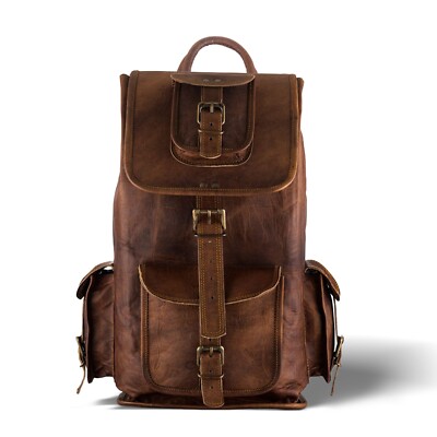 PARRYS LEATHER WORLD Rucksack Echtes Leder Vintage 18'' Laptop Herren Reisetasche