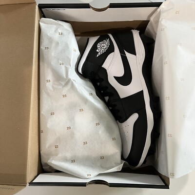 Jordan 1 Mid TD White/Black football cleats FJ6805-100 Men display picture 1