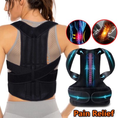 Neoprene Deluxe Full Back Posture Corrector Brace Belt Therapy Women Men Black