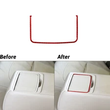 2X Red Carbon Fiber Rear Center Cupholder Strip Trim For Hyundai Azera 2006-2011
