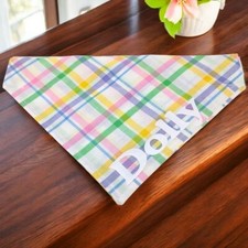 Personalized Dog Bandana Spring Plaid OVER THE COLLAR Bandanna Slide Slip on