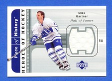 2002 UD HOCKEY MIKE GARTNER PIECE OF HISTORY GAME WORN JERSEY 
