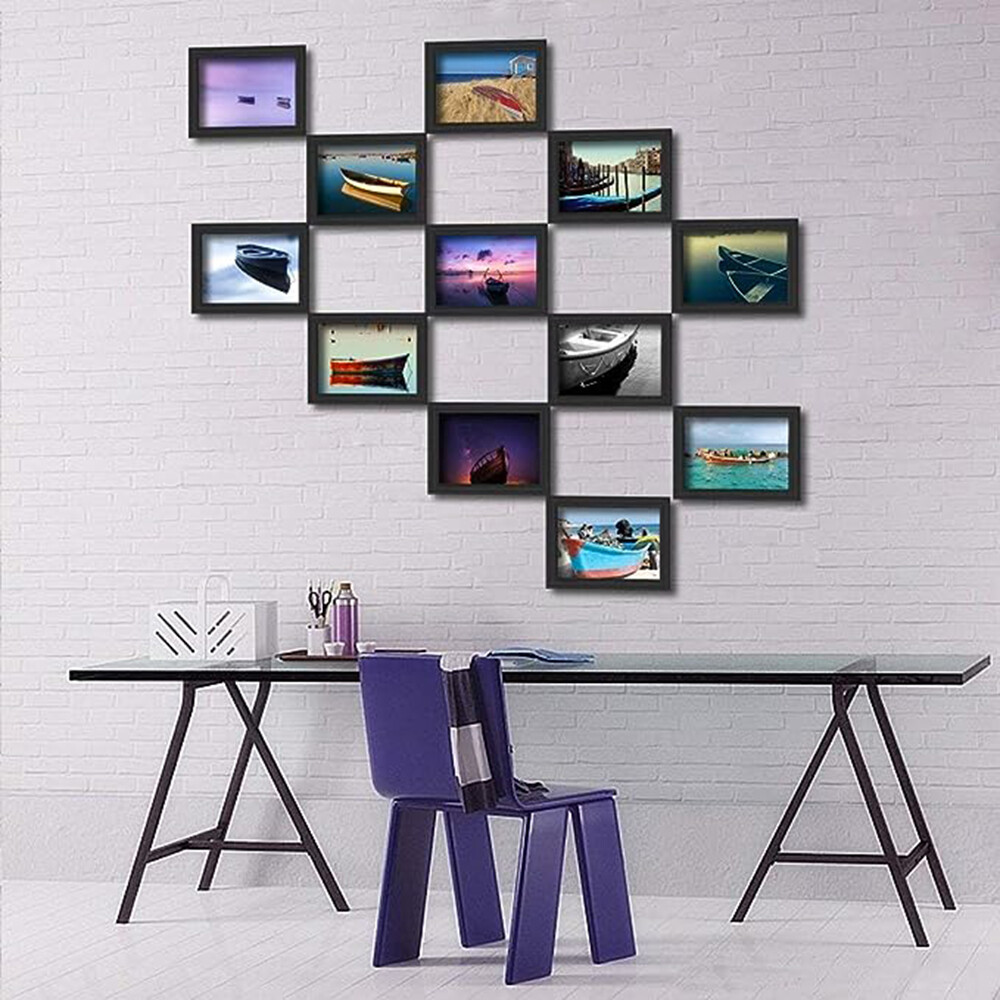 10 Pack Photo Frames 6x4 Multi Black Picture Frames Wall Mount