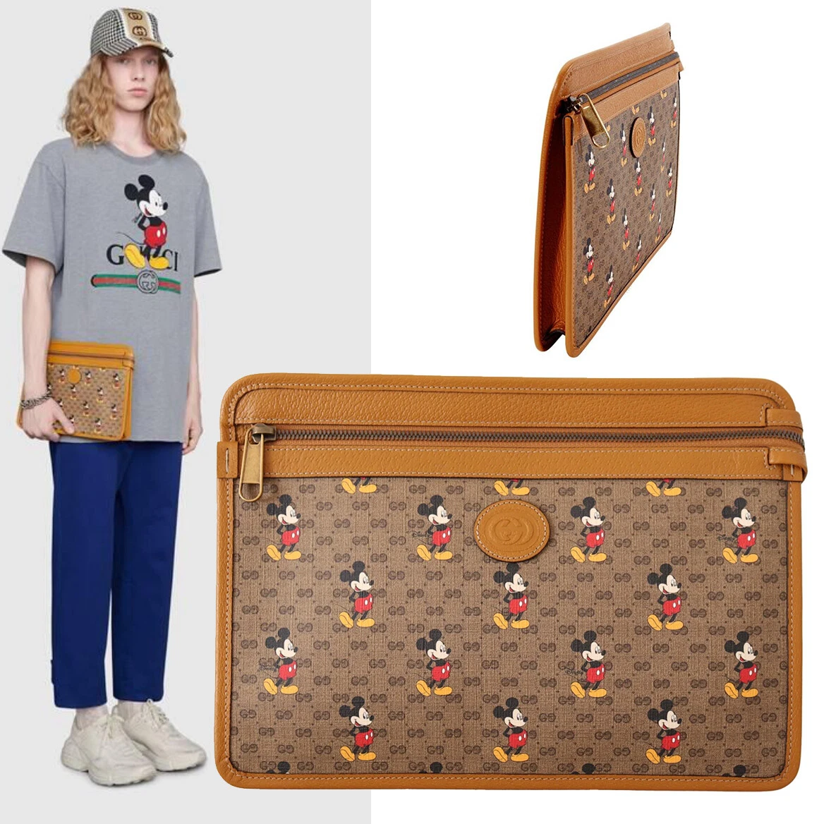 SAC GUCCI 602552 DISNEY MICKEY MOUSE POCHETTE GG SUPREME CUIR GARNITURE POCHETTE UNISEXE