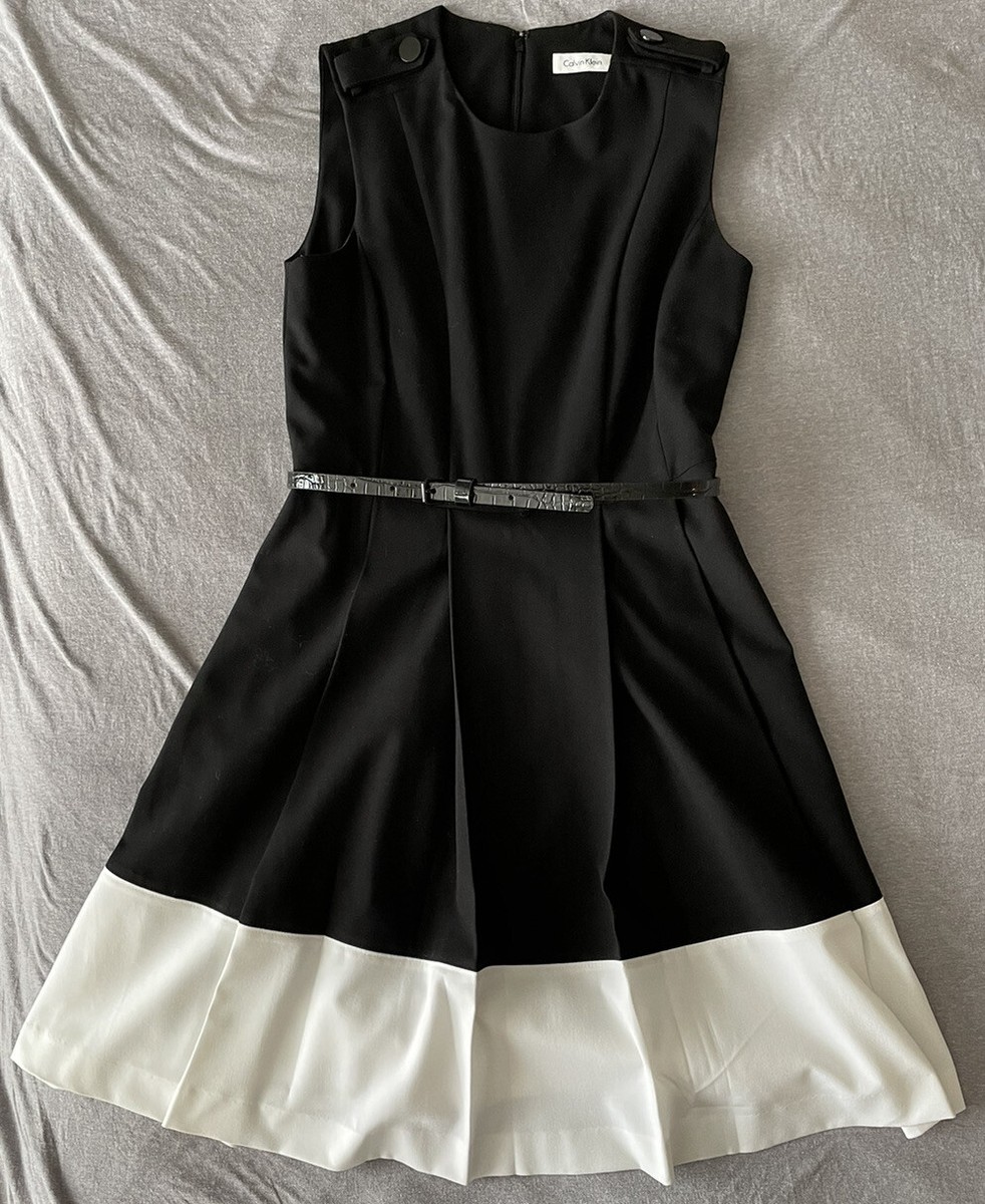 calvin klein black pleated dress Calvin Klein Dress Women Black Pleated Fit Flare Knee Size 6 See Description