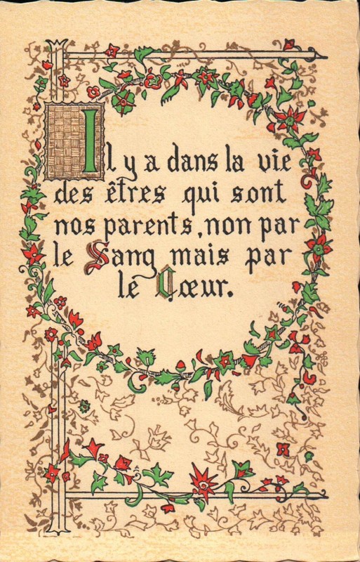 PLEASE READ !!! Il y a dans la vie ... nos parents --- Old Vintage Postcard
