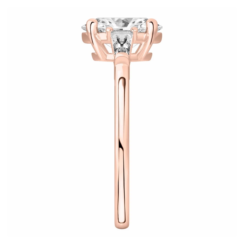 Diamond Rose Gold Ring For Engagement Lab Grown Oval 1.3 Carat IGI Certified 18k - Image 4 of 4