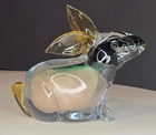 Murano Multi Color Sommerso Handblown Glass Rabbit  6-1/2"L Figurine Sculpture