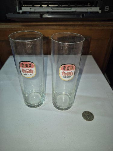 Fruh Kolsch Pair Of 0.21 Liter Beer Glass Germany Bar Collectors EEE