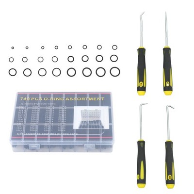 740 Piece O-Ring Assortment Set in Nitrile Rubber, 24 Sizes of Sealing Rings