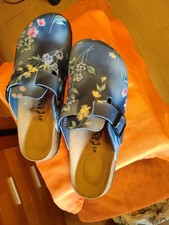 Birkenstock Betula Clogs, Blau Bedruckt, NEU