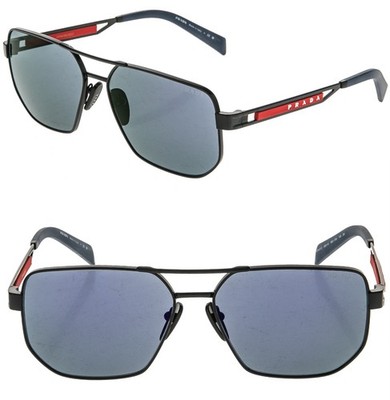 PRADA 51Z Tuning Linea Rossa Sport Sunglasses Navy Blue Mirror Aviator PS51ZS