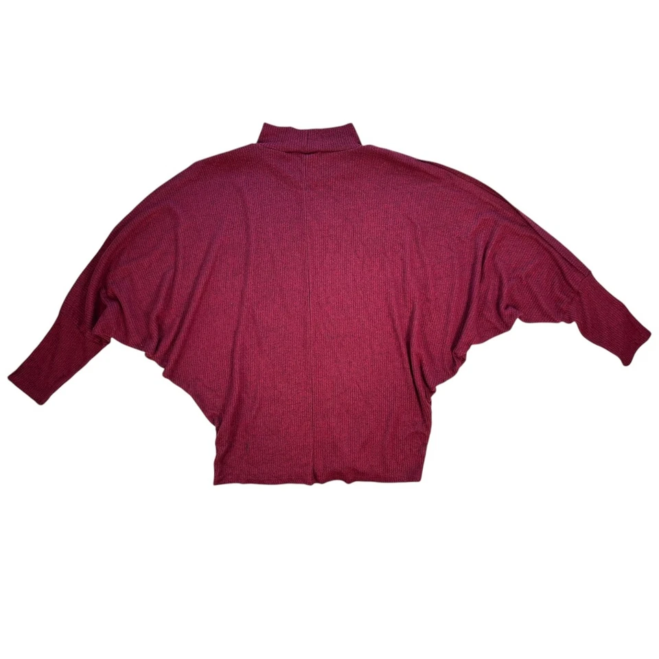 Suéter VINE & LOVE Mujer Pequeño Berry Ciruela Acanalado Cuello Simulado Manga Dolman Dividida Foto 3 de 4