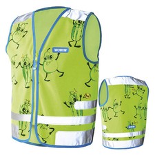 WOWOW - Kids Green Reflective Hi Vis Comic Veggie School Safety Gilet Vest