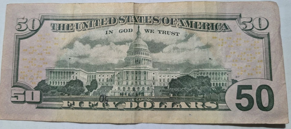 Billete de 50 dólares billete de cumpleaños 22-05-1989 Foto 3 de 4