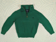 POLO Ralph Lauren Size 5 Sweater Toddler Child Boys Girls Quarter Zip Green