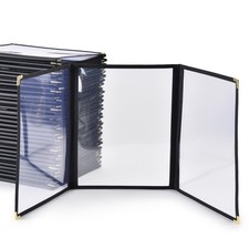 WeChef 30pcs Menu Cover 8.5X11" 6 View Triple Fold Trim Cafe Restaurant Black