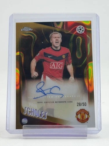 PAUL SCHOLES 2025-26 TOPPS CHROME UEFA GOLD LAVA AUTO /50 #CLA-PS Q5332