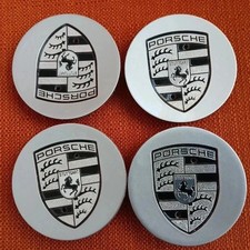 For Set Of 4 Porsche Wheel Center Caps Silver Black 76mm Oem Rim Hub Caps Usa.