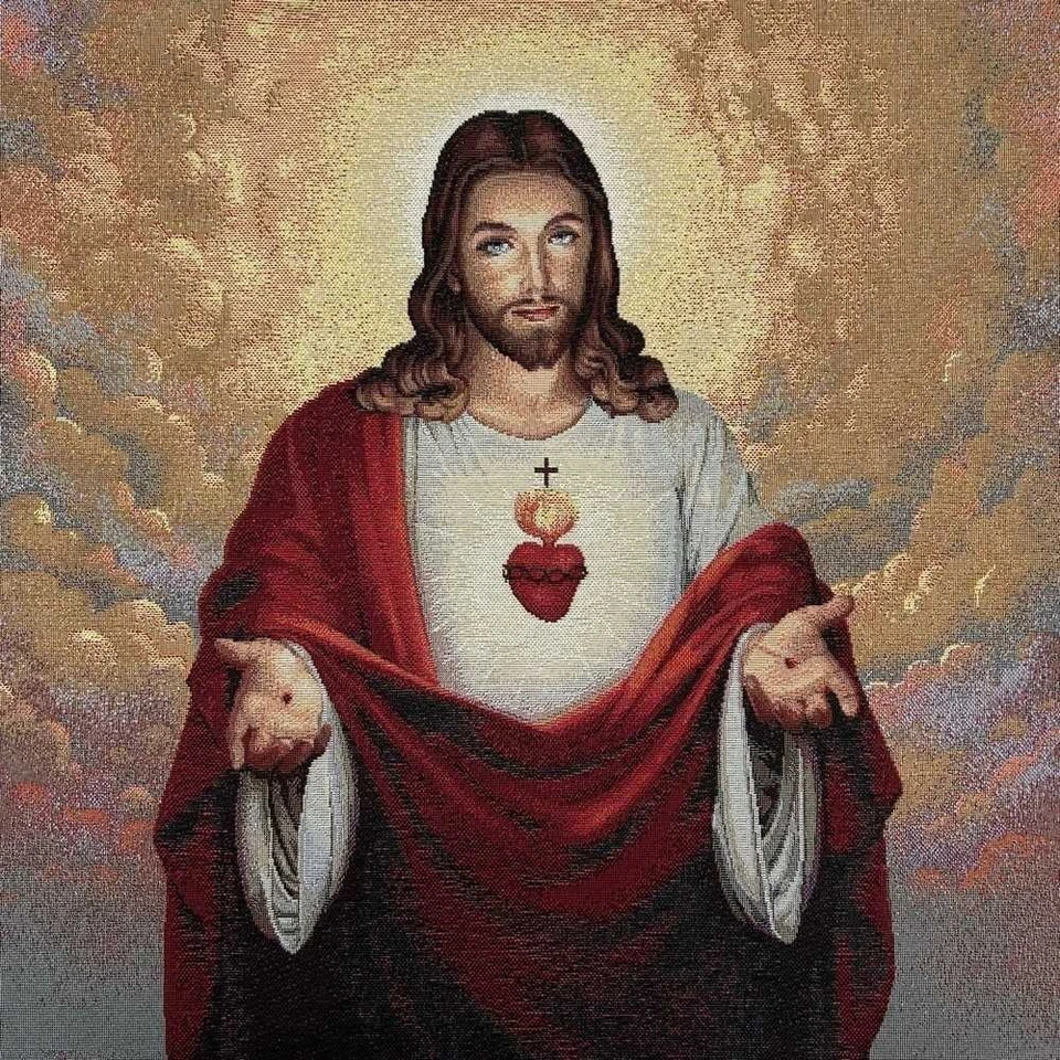 TOMASELLI TESSUTI Pannello Gobelin Sacro Cuore Di Gesù 45x45 Cm 7229
