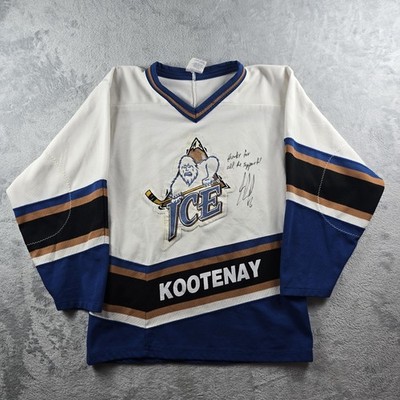 Vintage Kootenay ICE ATHLETIC KNIT AK Hockey Jersey Youth Sz M WHL Team Signed