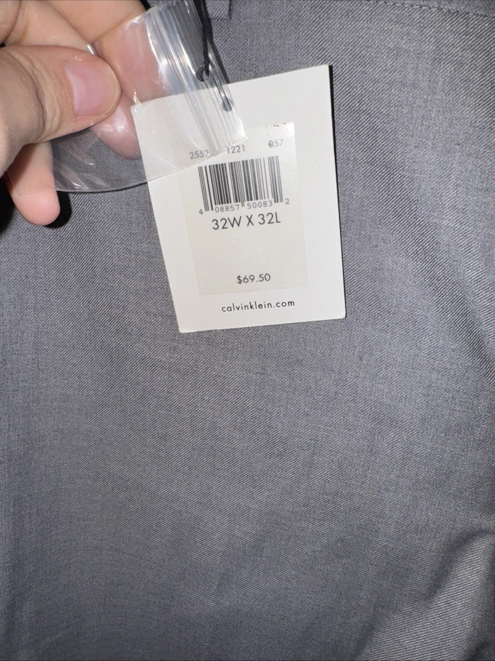NWT Calvin Klein Men’s 32x32 Straight Fit Coupe Depute Dress Pants Grey - Image 3 of 4