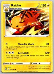 Raichu 053/196 Rare Lost Origin Pokemon Card