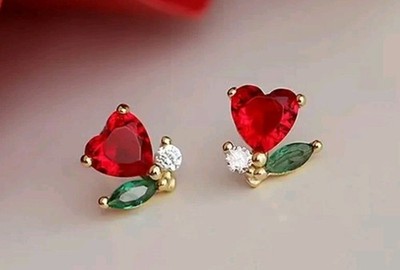 Heart earrings Valentine Flower TINY fashion jewelry NEW Free Shipping 0.3 inch