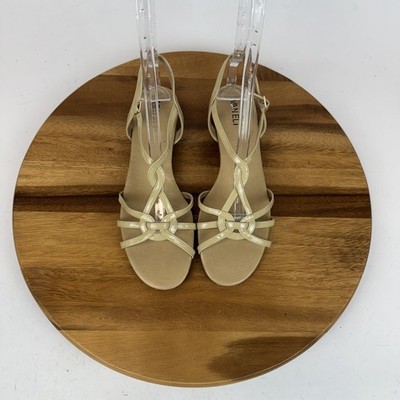 Womens Vaneli Boon Beige Patent Leather Strappy Slingback Sandals Size 10 M EUC