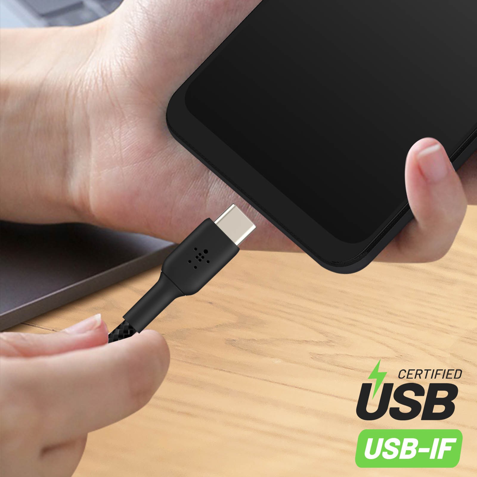 Câble USB vers USB-C robuste blindé en nylon tressé haute densité