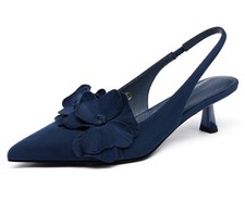 Coutgo Women's Slingback Kitten Heels Closed Pointed Toe-bow Dress Shoes