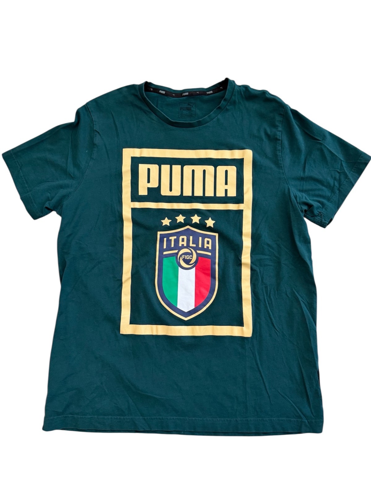 Puma Italy FIGC Soccer T-Shirt Mens XL Green Italia National Team Football Tee T