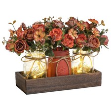 DUOER 3 Pcs Mason Jar Centerpiece Table Decorations for Dining orange