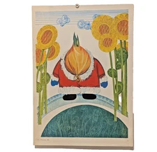 Ukrainian Folk Poster 1988 - Soviet USSR - onion food floral Interior design